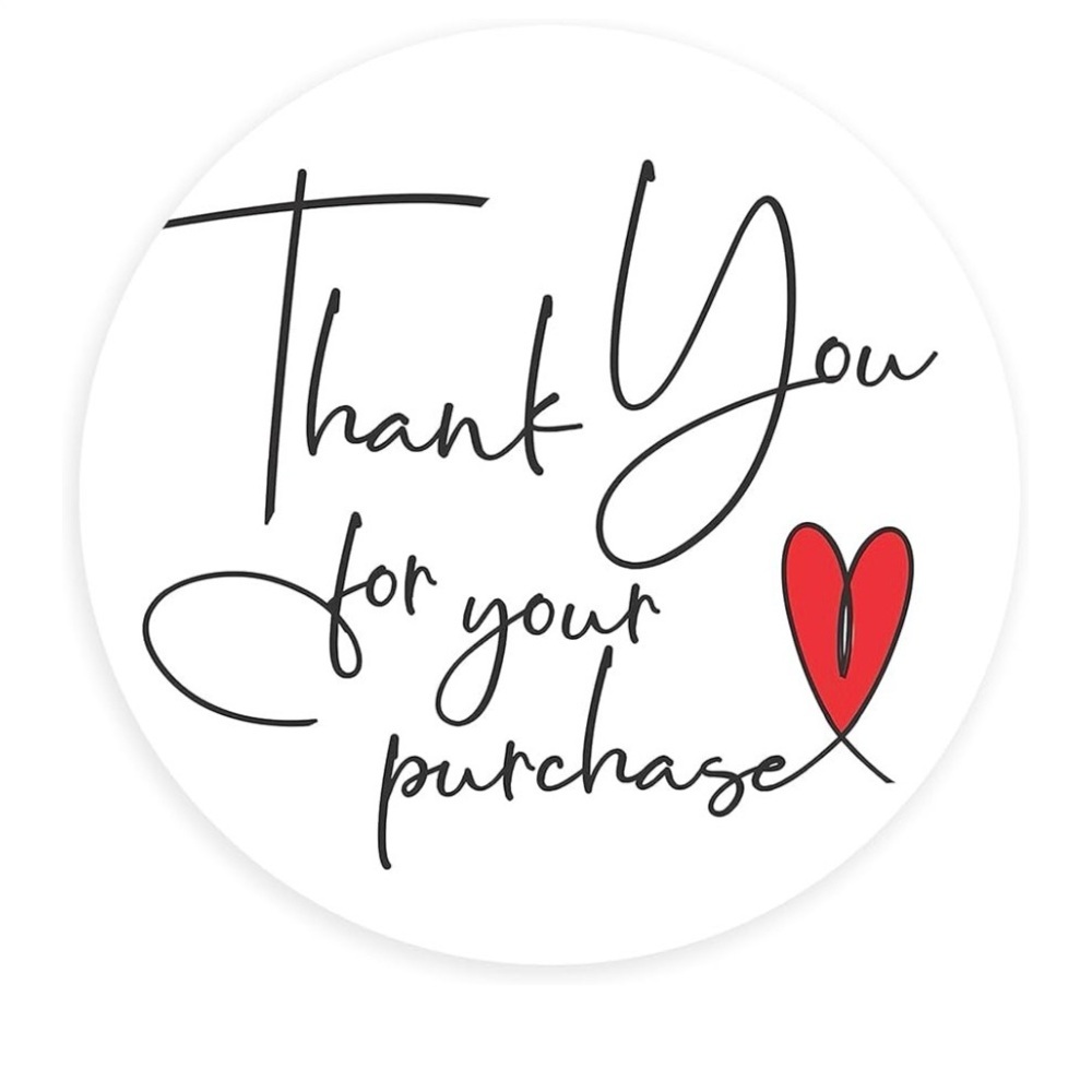 Thank You Sticker with Red Heart